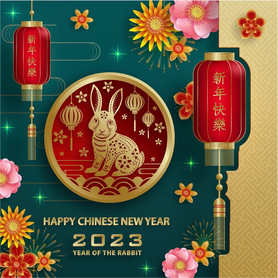 2023兔年中国风新年春节剪纸风节日宣传插画海报背景展板AI素材【060】